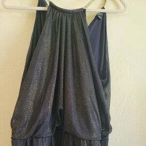 Dark blue and gold shimmer formal dress